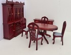 Dollhouse Miniature Dining Room Red Mahogany Furniture Set 1 12  Scale