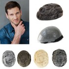 Toupee For Mens Hair Replecement System Thin Skin Human Wig Poly Skin Hairpiece