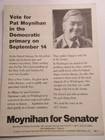 Vintage Dremocratic Primary Senate Campaign Pat Moynihan Flyer 