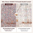 90 Strands Bamboo Beaded Curtain Rainbow Color Handmade Door Hanging Decor Boho