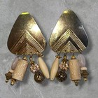 Vintage Gold Tone Boho Dangle Chandelier Clip-on Earrings