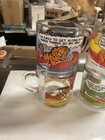 1978 Mcdonald   s Garfield Characters 4 Piece Glass Mug Set Odie Nice Shape