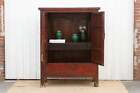 Antique Painted Chinoiserie Armoire Cabinet