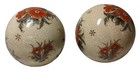 Vintage Chinese Crackle Porcelain Ball Orange Flower Gold Gilt Lot Of Two See