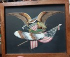 Antique Or Vintage Victorian Feather Folk Art Eagle American Flag Folk Americana