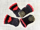 Cute Pet Dog Cat Socks Anti-slip Paw Grip Heart Design Black Red Set Of 4