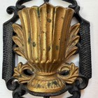 Antique Victorian Cast Iron Wall Match Holder Safe Urn Black Gold No 220u