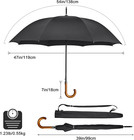 Wooden J Handle Umbrella 54 Inch Large Auto Open Classic Windproof Rain Stick Um