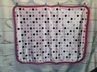 Nuby Pink White Gray Polka Dot Baby Blanket Soft Plush Lovey Sherpa Back Black