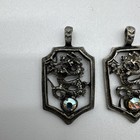  2  Vintage Gallo Pewter Dragon With Crystal Necklace Pendant Keychain Lot Of 2