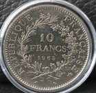 France 1965 10 Francs Coin -  900 Fine Silver