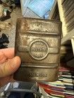 Vtg Pat  Applied For Justrite Miners Carbide Pocket Flask Tin For Lamps Lanters