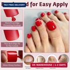 Press On Toenails short Square 160pcs Red Fake Toenails