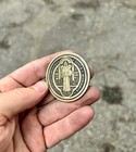 Saint Benedict Coin   Solid Brass   50mm   Engraved In Usa   Challenge Coin  