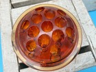 Vintage Amber  Glass 13 Hole Flower Frog  4   d