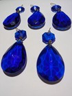 Lot Of 5 Vintage Cobalt Blue Glass Crystal Teardrop Chandelier Prism Part 1 5 