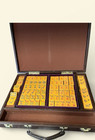 Vtg Butterscotch Bakelite Mahjong Set 144 Tiles No Jokers Carved Chinese Tiles