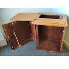 Tiger Oak Sewing Machine Cabinet Empty Antique Wood Workstation Side Table Flip