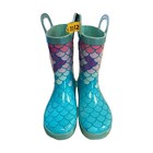 Member s Mark Girl s Easy Pull On Side Handles Rain Boot  blue Mermaid  11 12 
