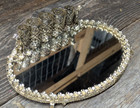 Vintage 60s Filigree Mirrored Lipstick Holder Vanity Tray Hollywood Cherub