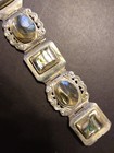 Vintage Taxco Mexico Sterling Silver Abalone Shell On Panel Bracelet 45 Grams