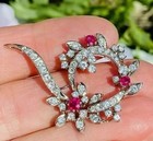 3 2ct Round Cut Lab Created Pink Ruby Women s Brooch Pin 14k White Gold Finish