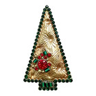 Crystal Christmas Tree Brooch Pin Red Green Rhinestone Gold Tone Jewelry Gift