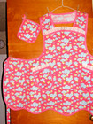 Handmade Bib Apron - Plus Sz - Little Birds   Blue Clouds   Dots- Vintage- Retro