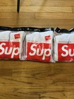 Supreme X Hanes Men s Cushioned Crew Socks Cotton Logo White 4 Pairs One Size