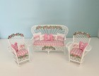 Dollhouse Miniature 3pc Patio Set 1 12 Front Porch Furniture Artisan Made  Pink