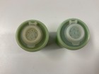 Tupperware 4    Salt   Pepper Shaker Set Green Containers W flip Lids  Vintage