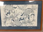Vintage Japanese Gyotaku Koi Fish Print In Glass Frame - 18 5x12 5   