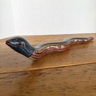 Vintage Mexican Hand Painted Clay Snake Statue Figure Decor Folk Art 14   