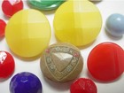 12 Vintage Opaque Glass Buttons Assorted Colors And Styles Red Yellow Green Blue