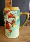 Gorgeous Antique Hand Painted 1 Pint Mug Tankard   Cherries   Unbranded 7  Tall