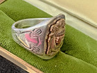 Vtg Pontiac Service Craftsman Mechanic Award Ring  Chief s Head  10k On Sterling