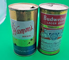 Lot Of 2 Flat Top Beer Cans Hamms   Budweiser Lager