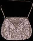 Godey   s 1861 Hand-beaded Reproduction Reticule-cream Satin W iridescent Beadsnew