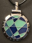 Bohin Jewel Couture Thread Cutter Quilt Blue   Green Circular Pendant Necklace
