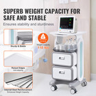 3 Tiers Lab Carts Mobile Medical Cart With 2 Drawers   1 Top Tray White
