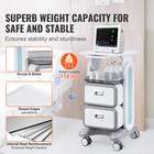 Uimoso 3 Tiers Lab Carts Mobile Medical Cart With 2 Drawers   1 Top Tray White