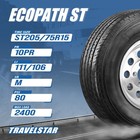Set Of 4 Travelstar Ecopath St205 75r15 10ply 111m Load E Trailer Tire 205 75 15