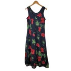Vintage 90s Party Slip Dress Size Medium Long Midi Layered Grunge Alt Red Black