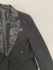 Sean Ray Boys Tailcoat Jacket Size 8 Black Dressy Formal Wedding Satin Lapel