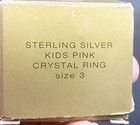 Avon Sterling Silver 925 Kids Pink Crystal Ring Size 3 Pink Bear Box Vtg Nos