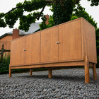 60  Mid-century Modern Acacia Veneer Sideboard Buffet 4-door Storage Cabinet