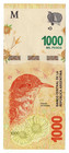 Argentina 1000 Pesos 2017 2020 nd  P-366 Hornero Bird  Pampa Vertical Banknote