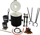 Lsmiitth 16 Kg Dual  Burner Gas Metal Melting Furnace Kit  Tongs Cast Lava Forge