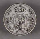 1867 Spanish Philippines Silver 10 Centimos