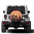 Desert Sunset Cactus Spare Tire Cover With Backup Camera Hole Wheel Tire Cover 